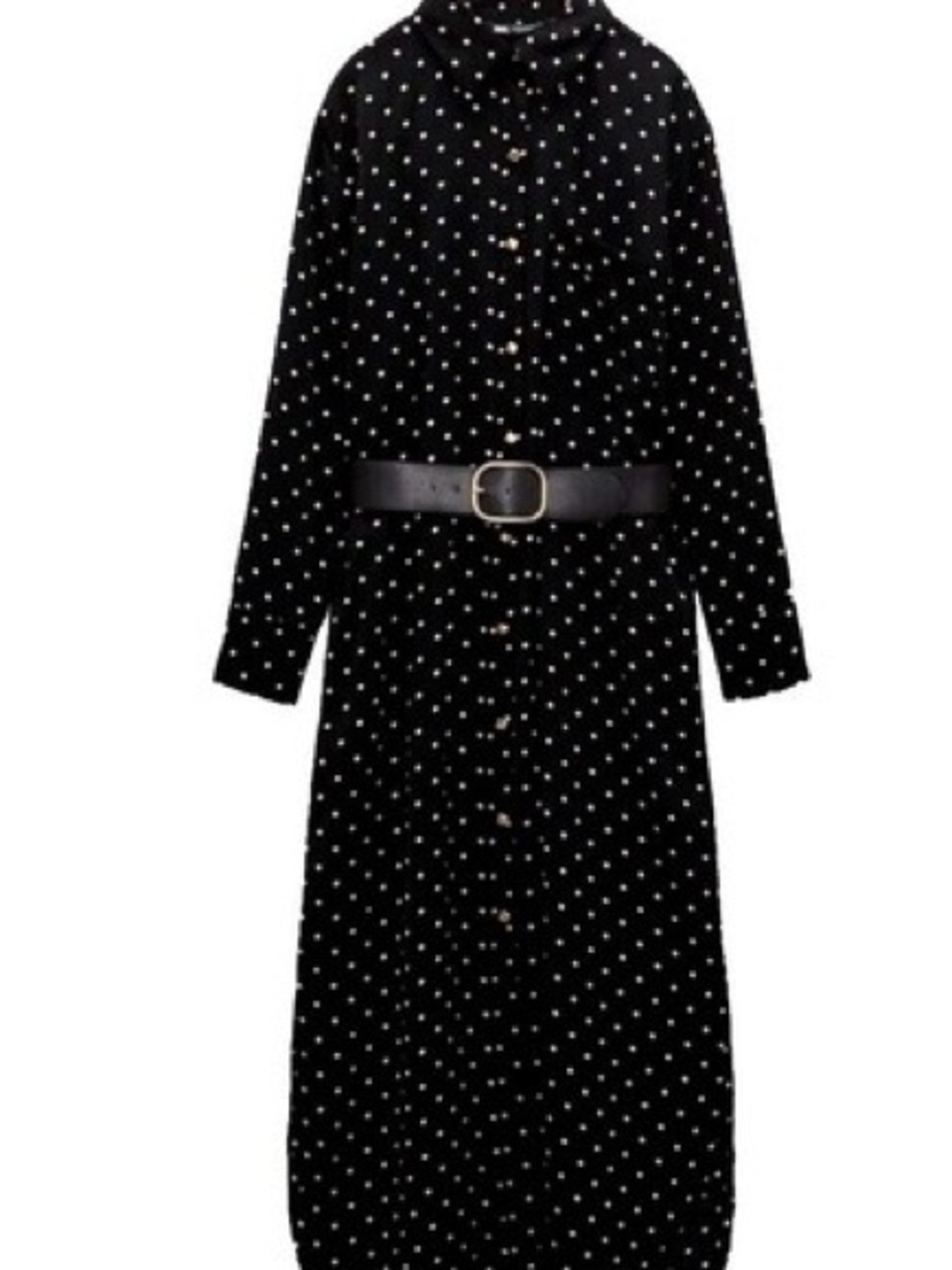 Indi and Cold Black Polka Dot Button-Front Maxi Dress without Belt